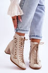 Skórzane Ażurowe Botki Maciejka 05508-22 Jasnobeżowe