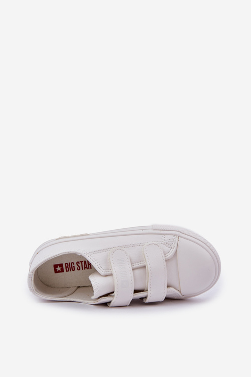 Dziecięce Skórzane Trampki Na Rzep BIG STAR KK374055 Białe