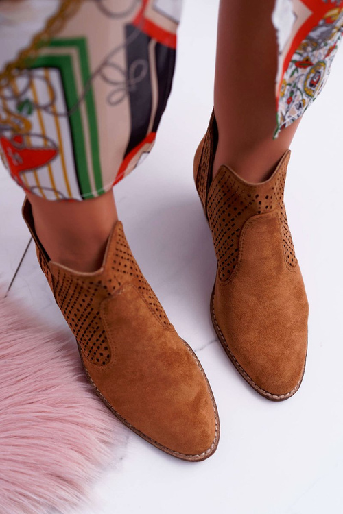 Botki Damskie Wiosenne Kowbojki Camel Matty