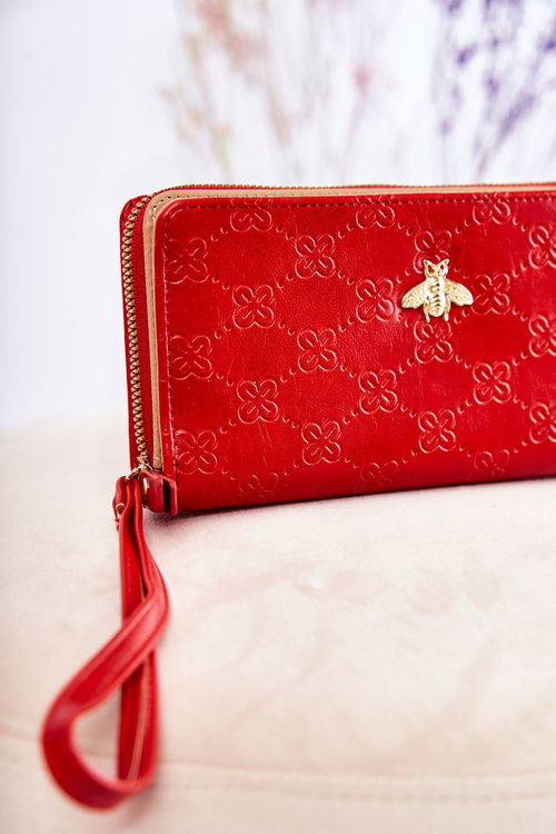 Damski Duży Portfel Z Ozdobą Czerwony Fabio