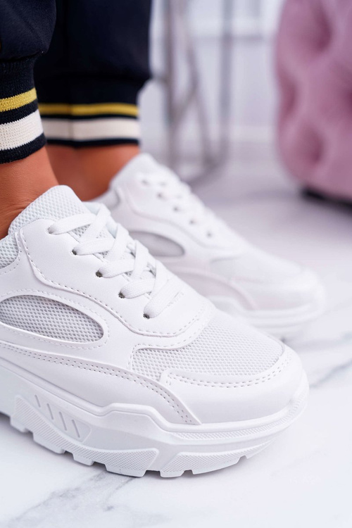 Sportowe Damskie Buty Gruba Podeszwa Białe HighStep