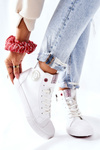 Damskie Ocieplane Trampki Cross Jeans Wysokie Białe II2R4010C