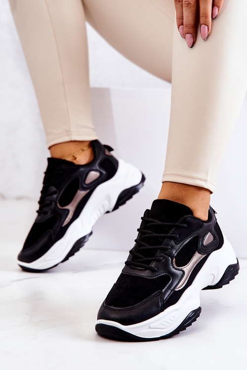 Sportowe Buty Sneakersy Czarne Retroque