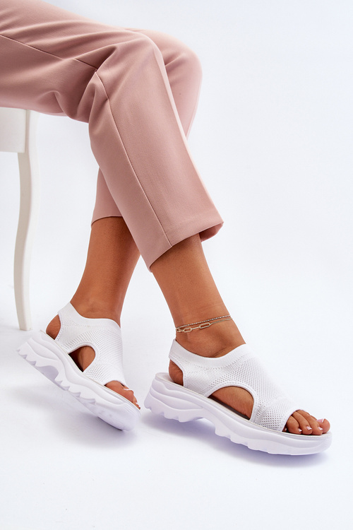 Sportowe Sandały Damskie Na Grubej Podeszwie Białe Deinaleia