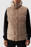 Bezrękawnik Puchowy Męski Z Kapturem 4FWAW24TVJAM144-83S Beżowy