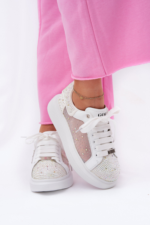 Zdobione Sneakersy Na Platformie GOE RR2N4003 Białe
