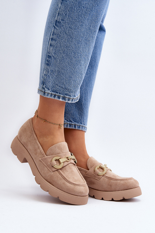 Damskie Mokasyny Z Ozdobą Beżowe Railenes