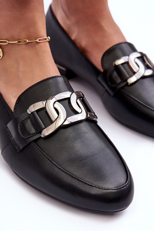 Mokasyny Damskie Z Ozdobą Czarne Camilena