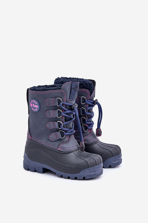 Wysokie Ciepłe Śniegowce Dziecięce Ze Ściągaczem Lee Cooper LCJ-24-44-2843K Granatowe