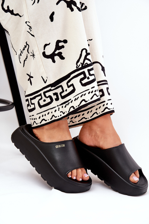 Piankowe Klapki Damskie Na Platformie Big Star RR274A567 Czarne