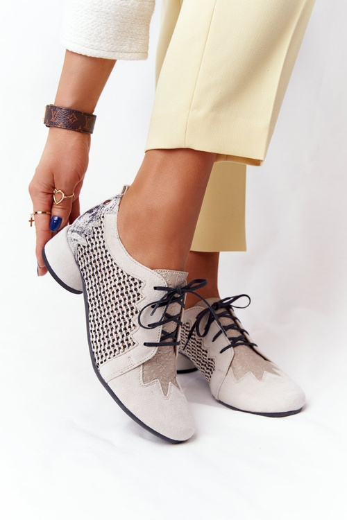 Półbuty Z Plecionki Na Obcasie Maciejka 04890-04 Beżowe