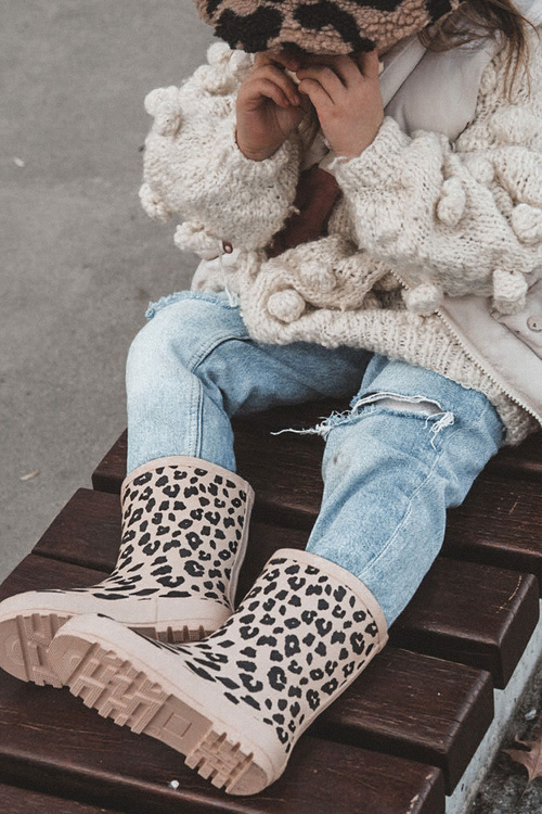 Dziecięce Kalosze W Panterkę Beżowe Nanny