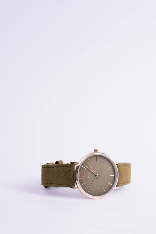 Damski Zegarek Ernest Manon Zamszowy Oliwka Złoty