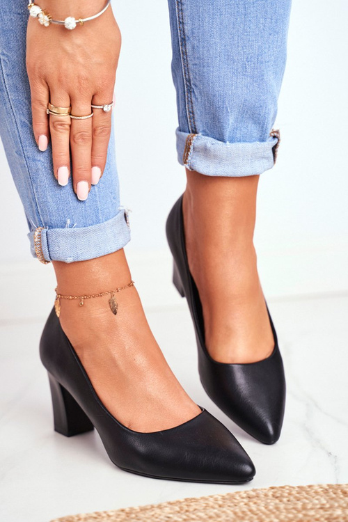 Czółenka Na Słupku Sergio Leone PB403 Czarne