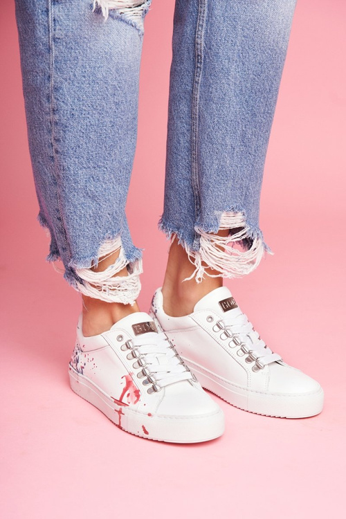 Damskie Trampki Skórzane Białe GOE FF2N3027