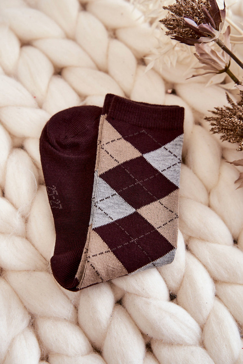 Młodzieżowe Wysokie Skarpety W Kratę 5-Pak Multikolor