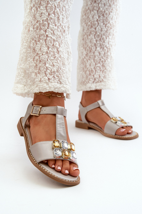 Eleganckie Sandały Damskie Z Ozdobnymi Detalami S.Barski KV27-030 Beżowe