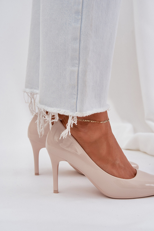 Szpilki Lakierowane Ze Szpiczastymi Noskami Beżowe Laniffia