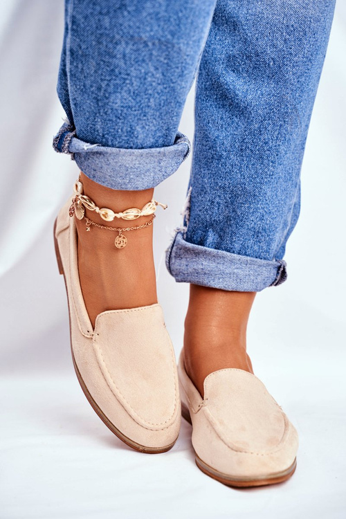 Damskie Półbuty Wsuwane Zamszowe Beżowe Twinky