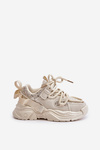 Sneakersy Dziecięce Ozdobione Cekinami Beżowe Liatoma