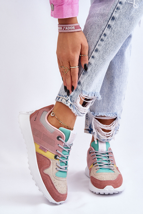 Damskie Sneakersy Big Star LL274422 Różowo-Beżowe