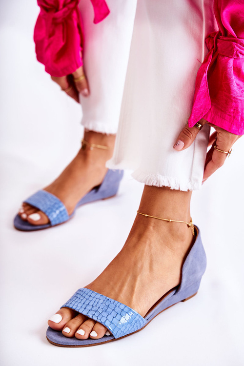 Skórzane Sandały Maciejka 1971-61 Niebieskie