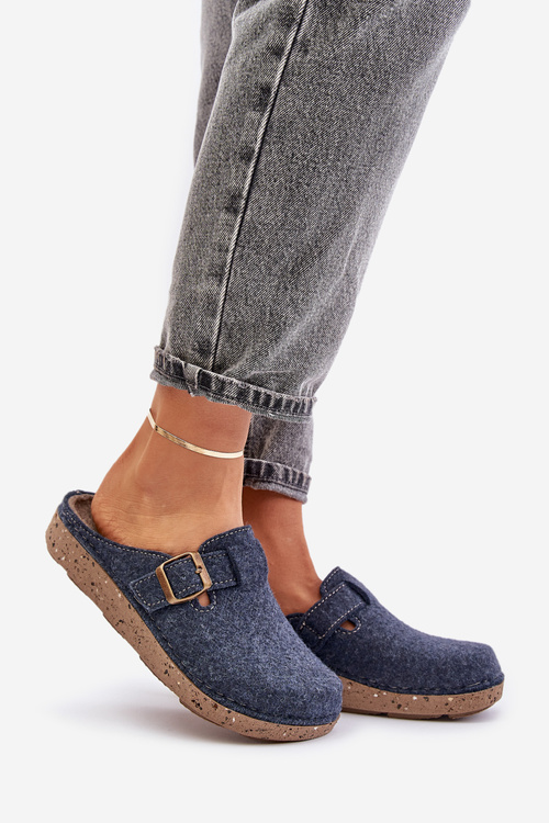 Wygodne Kapcie Damskie Z Klamrą Inblu ED000019 Granatowe