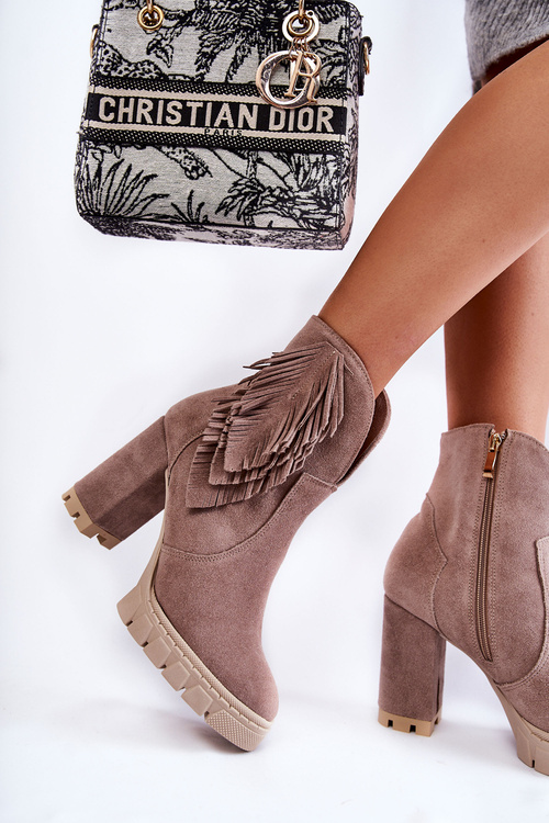 Zamszowe Botki Na Platformie Lewski Shoes 3251 Cappucino