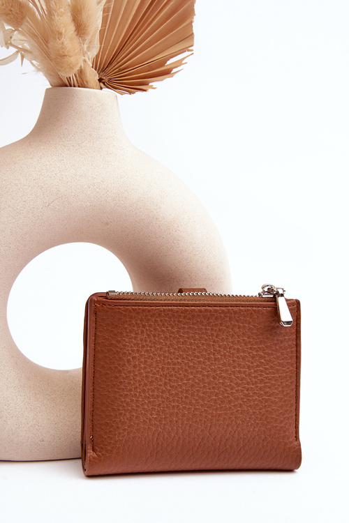Damski Portfel Portmonetka Z Ekoskóry Brązowy Lazara