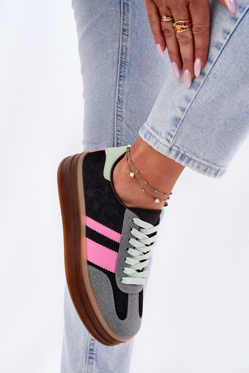 Niskie Sneakersy Na Platformie Czarne Ovivene