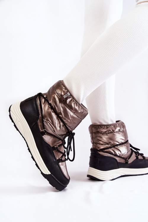 Damskie Śniegowce Memory Foam Big Star KK274275 Srebrno-Czarne