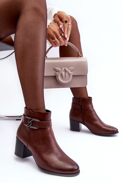 Damskie Ocieplane Botki Z Ozdobą Brązowe Astrid