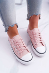 Trampki Damskie Niskie Koronkowe Różowe Veroli