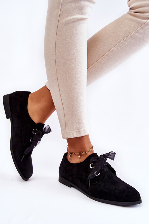 Damskie Zamszowe Wiązane Półbuty La.Fi 210014B-SU Czarne