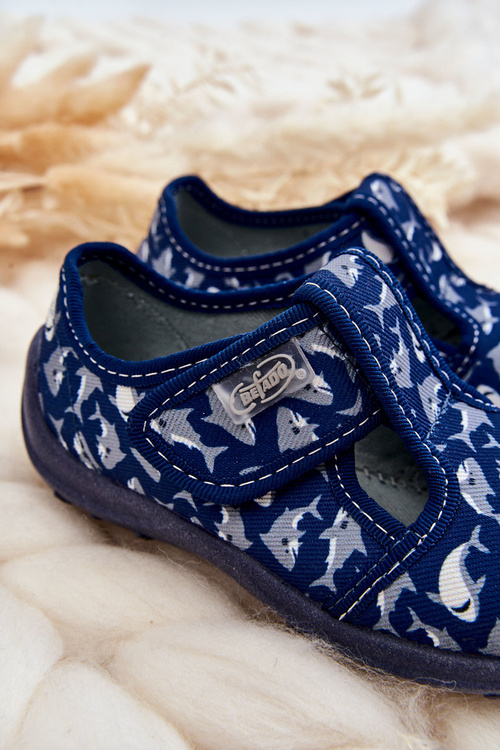 Dziecięce Półbuty Papcie Befado Rekiny 010X032 Granatowe