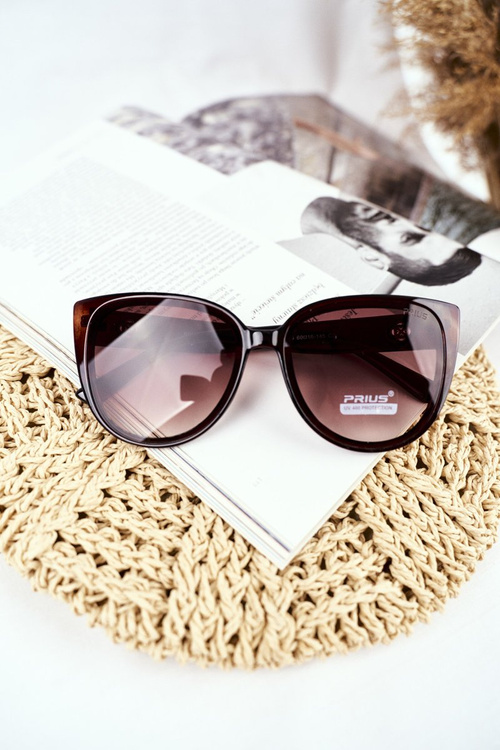 Okulary Przeciwsłoneczne Prius PRE-38 Złote Brązowe Gradient Brokat