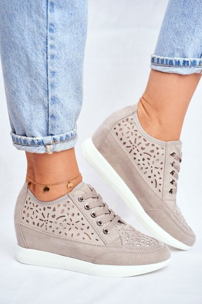 Sneakersy Damskie Sergio Leone Ażurowe Szare PB122