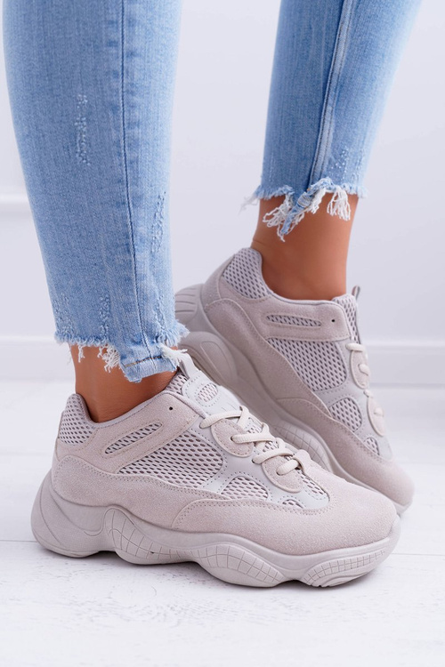 Sportowe Damskie Buty Przewiewna Tkanina Beżowe Thai