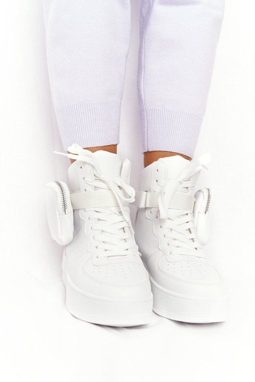 Sportowe Buty Na Platformie Z Nerką Białe Alexis