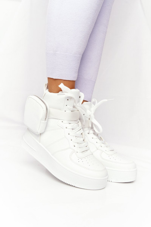 Sportowe Buty Na Platformie Z Nerką Białe Alexis