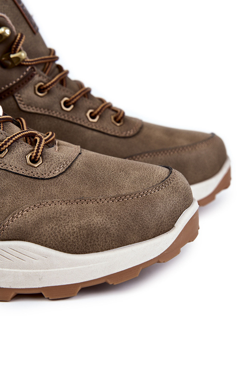 Męskie Ocieplane Botki Trapery Khaki Allan