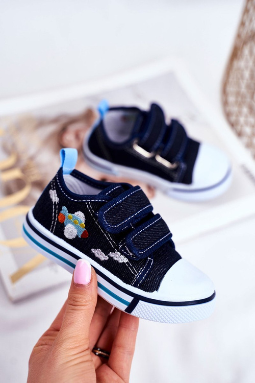 Tenisówki Dziecięce na Rzepy Granatowe Nimalo