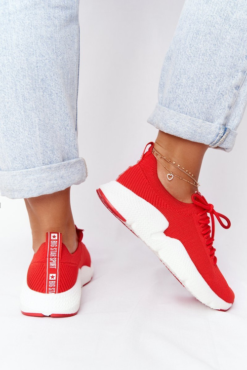 Damskie Sportowe Buty Slip-on Big Star DD274580 Czerwone