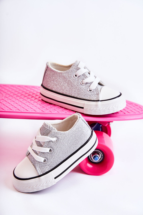 Dziecięce Trampki Wiązane Srebrne Wella