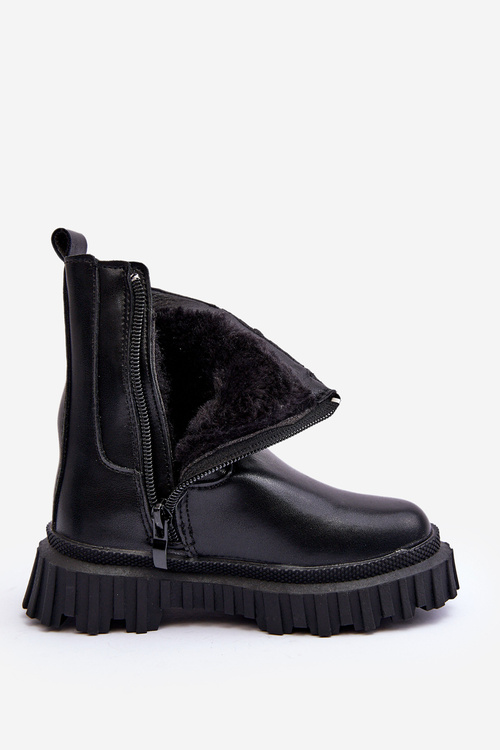 Botki Sztyblety Dziewczęce Zdobione Dżetami Czarne Adelie