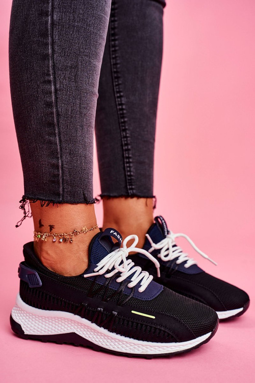 Sportowe Damskie Buty Sneakersy Czarne Pamela