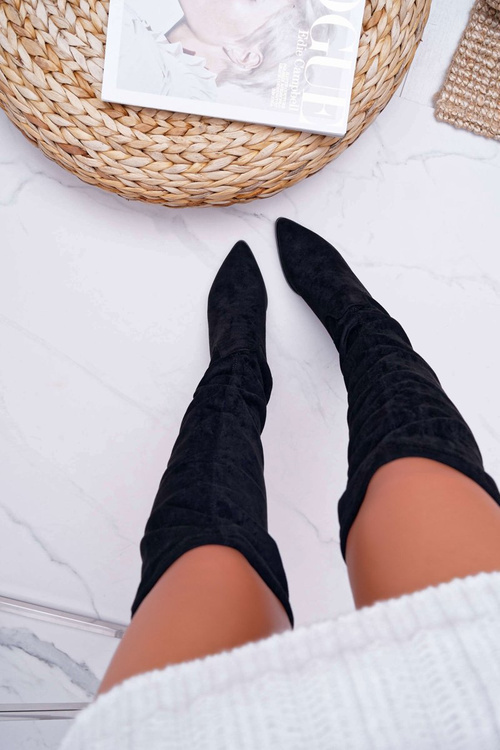 Kozaki Damskie Na Słupku Czarne Estredos