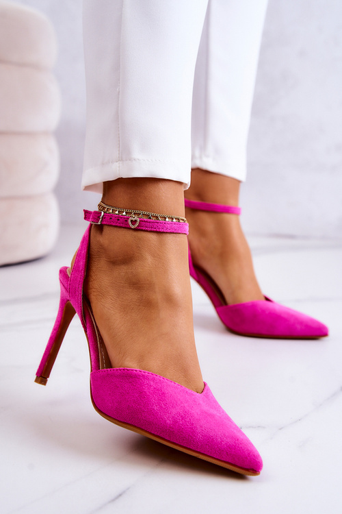 Zamszowe Szpilki Na Sprzączkę Fuksja Kharen