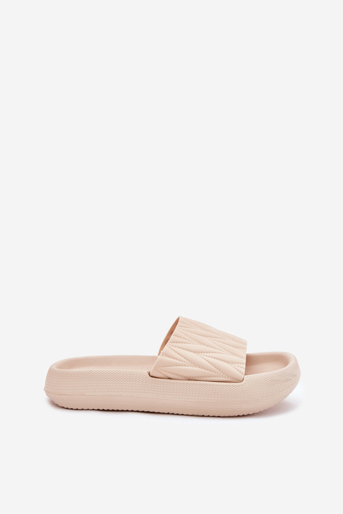 Klapki Damskie Piankowe Na Platformie Beżowe Vanesha