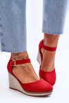 Damskie Klasyczne Sandały Na Koturnie Czerwone Malani